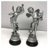 Vintage Aluminum Cherub Statues