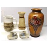 Vintage Stoneware Vase Pitcher & Vase