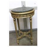 Vintage Marble Top  Accent Table 18.5"R 29"T