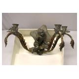 Antique Heavy Iron Cherub Candelabra Wall Sconce