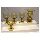 Mid Century Amber Water Glasses