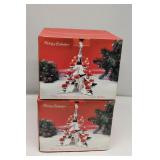 Silver Plated Christmas Tree Candle Holders set 2