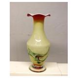 Vintage Chinese Dalian Glass Co Snowflake Vase