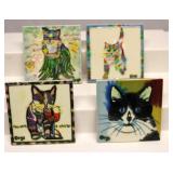 Cat Tiles Lot of 4