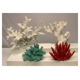 Coral Resin Art Statue Figurine Lot of 4
