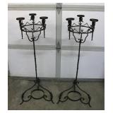 Vintahe Iron Church Floor Candlabras 48"T set 2