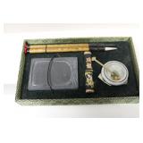 Vintage Chinese Writing Calligraphy Set In Case