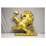 Large Fiberglass Lion Rampart with Axe Wall Hanger