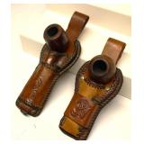 Vintage Sasieni Pipe & Leather Holders set of 2
