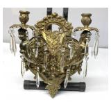 Antique Cherub Brass Wall Candelabra 14" T 13"W