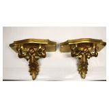 Antique Italian Carved Wood Wall Shelves set 2