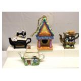 Porcelain Mini Tea Pots Bird House