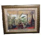 Red Room Print 47" x 37" Very Ornate wood Frame