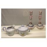 Candle Holders & Cream & Sugar