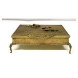 Vintage French Metal Footed Jewelry Box