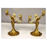 Vintage Composite Art Nouveau Style Candle Holders