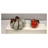 Lenos Apple Paperweight & Pumpkin Art Glass