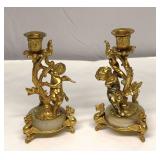 Louis XV-style gilt bronze figural candlesticks