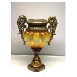 Palace Size Carved Wood and Lucite Urn 24"T 18"W