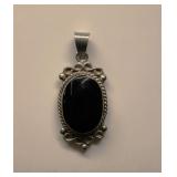 Vintage Sterling Silver Onyx Pendant