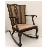 Victorian Walnut and Cane Rocking Chair Claw Feet