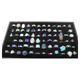 Sterling Silver Gemstone Turquoise Glass Rings 70