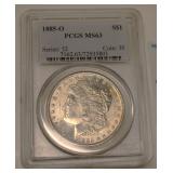 1885 0 Eagle Silver Dollar Coin MS63