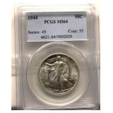1944 Walking Liberty Half Dollar Coin MS64