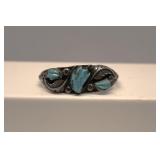 Vintage Zuni Sterling Silver Turquoise Cuff
