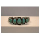 Navajo Sterling Silver Turquoise Cuff Bracelet