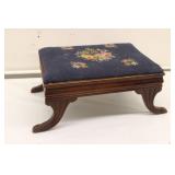 Duncan Phyfe Mahogany & Needlepointe Footstool