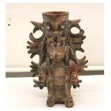 Aztec Figural Terracotta Vase 12" Tall