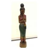 Hand Carved Praying Indian Woman Figurine 30"T
