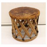 Wood and Goat Leather Side Table, 1960s