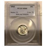 1944 Mercury, Winged, Liberty Head Dime MS66