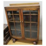 Antique Oak Cabinet w Key 36"W 11"D 49" T