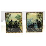 Reverse-painted silhouette pictures convex glass 2