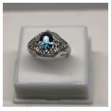 10K 1.61 CT Blue Zircon Ring