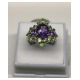 925 Silver Amethyst & Pardot Ring size 7.5