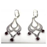 14K Gold Garnet Chandelier Earrings
