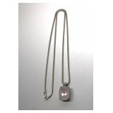 925 Silver Chain w Rose Quartz Pendant