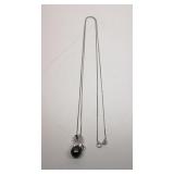 10K White Gold Tahitian Pearl Pendant Necklace
