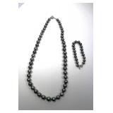 14K WG Clasp Tahitian Cultured Pearl Necklace set