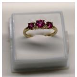 14K Gold 1.10 CT Rubelite Ring size 9