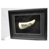 Scrimshaw Whale Tooth in Shadowbox 8x10