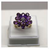 10K Gold Diamond Amethyst Ring size 8