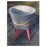 Coca Cola Galvanized Cooler 26" Round 32"Tall