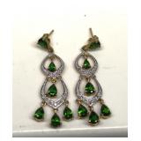 10K Gold Diamond Peridot Earrings