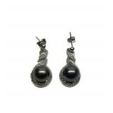 10K White Gold Tahitian Pearl Earrings