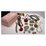 Vintage Estate Costume Jewelry & Jewelry Box